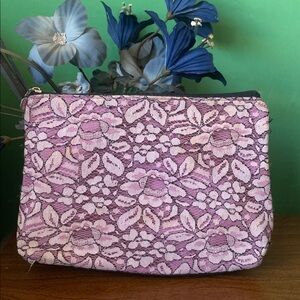 Lancôme Purple Floral Lace Makeup Bag